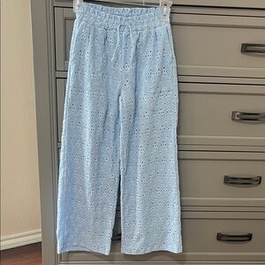 Zara Light Blue Eyelet Kids Casual Pants
